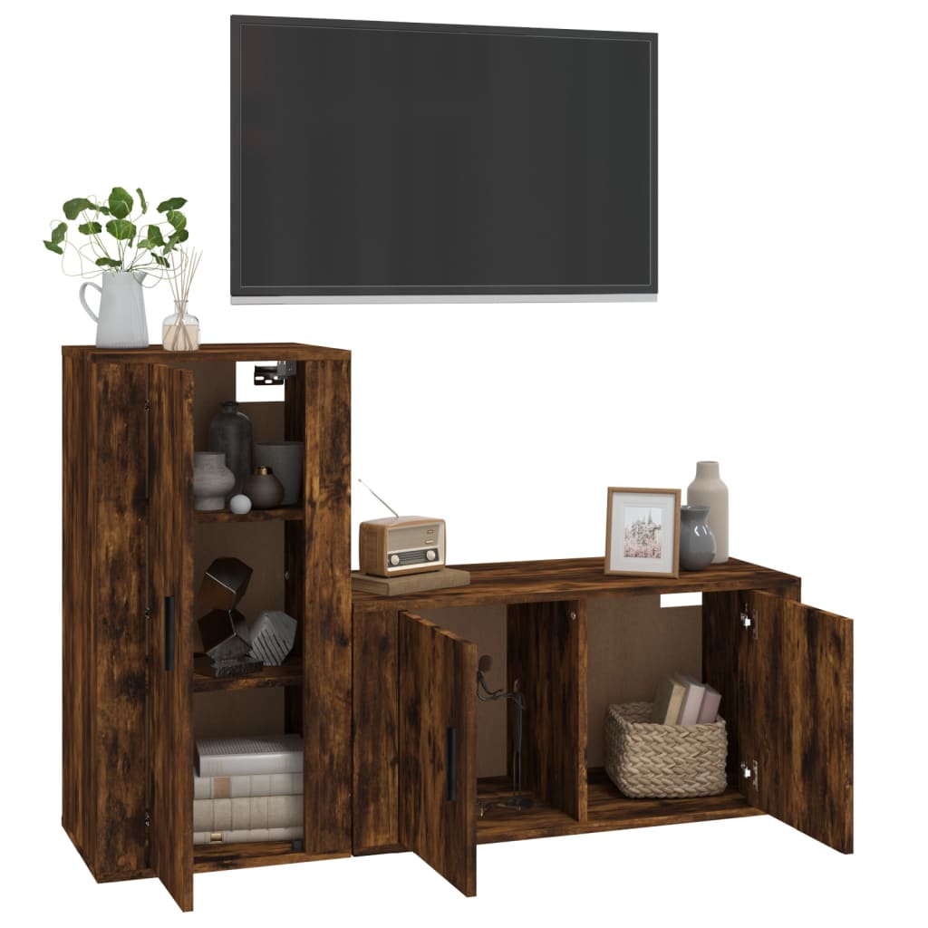 Meuble TV Suspendu Finition Chêne Fumé - 120 cm-Mon Meuble TV-Chêne fumé-3