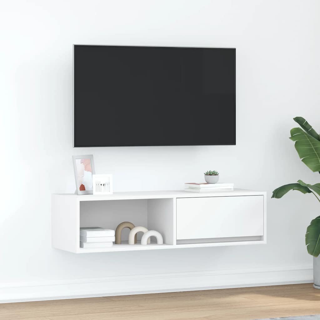 Meuble TV Suspendu Finition Sonoma Gris - 100 cm-Mon Meuble TV-Blanc-100 cm-1-15