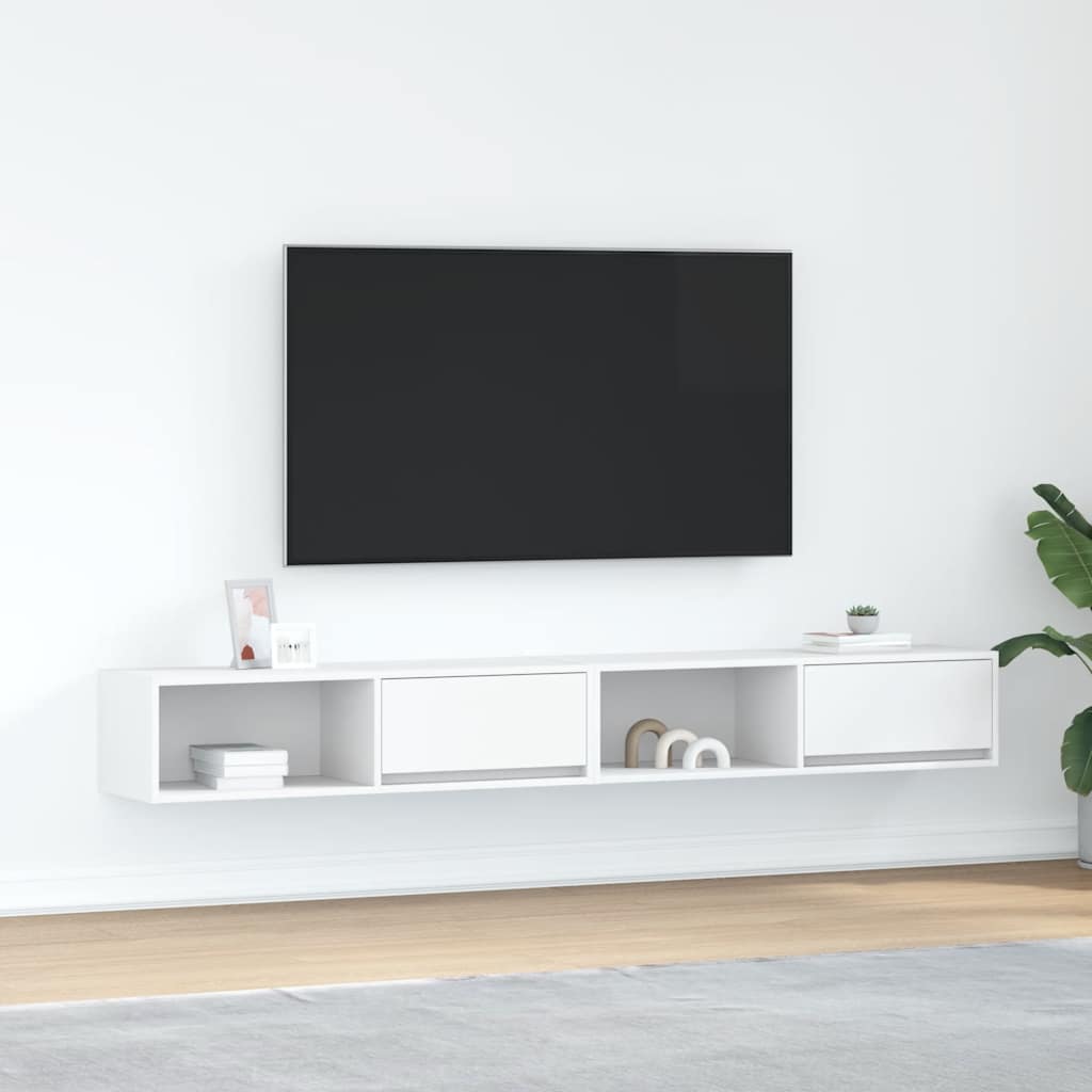 Meuble TV Suspendu Finition Sonoma Gris - 100 cm-Mon Meuble TV-Blanc-100 cm-2-40