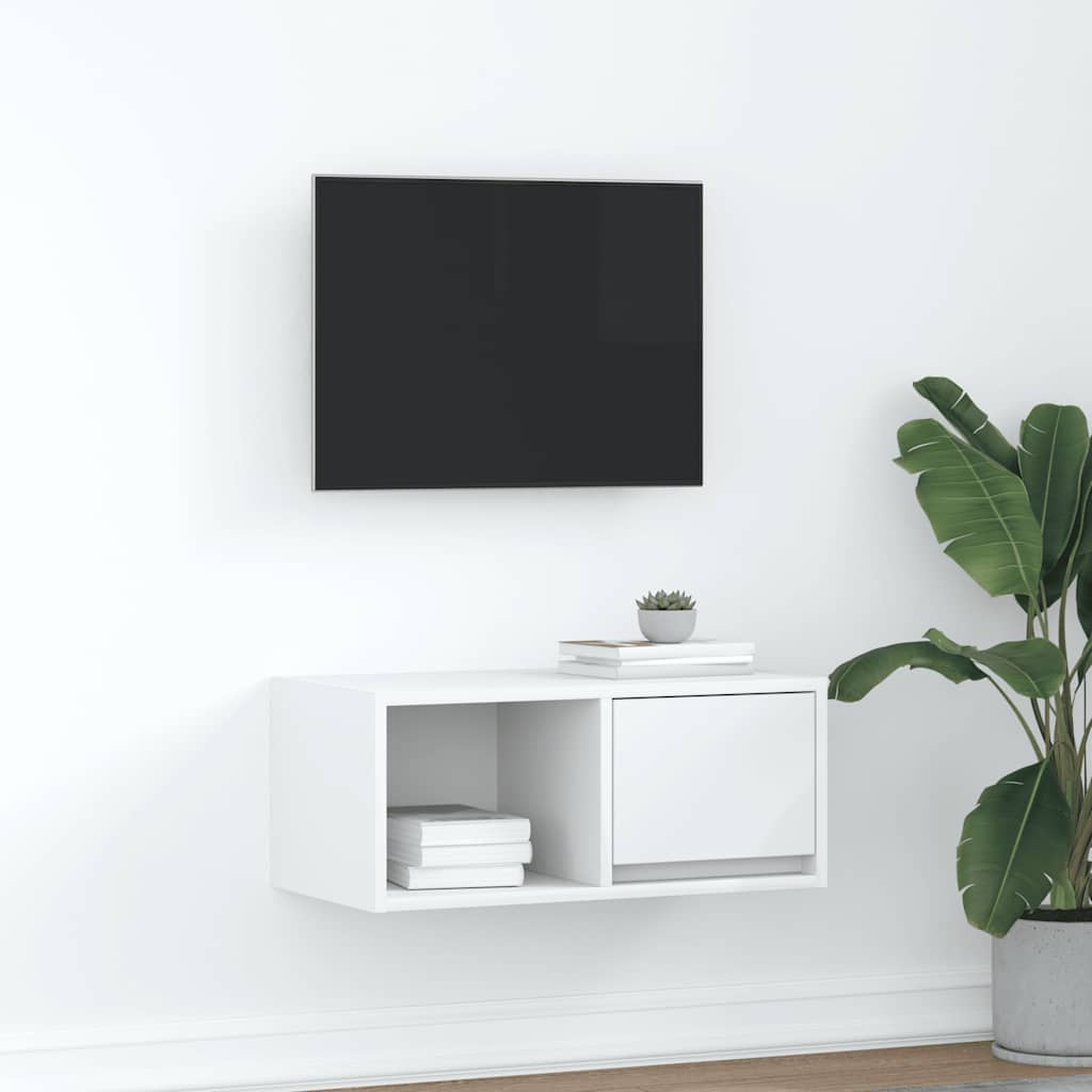 Meuble TV Suspendu Finition Sonoma Gris - 100 cm-Mon Meuble TV-Blanc-60 cm-1-25