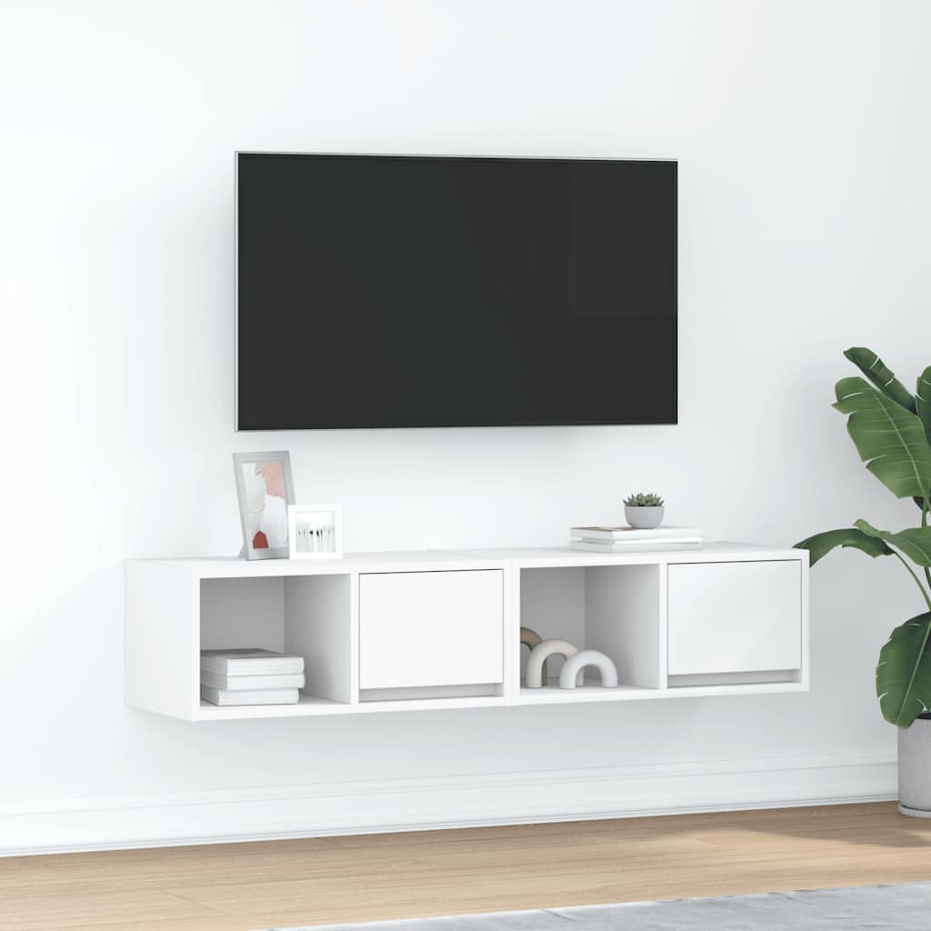 Meuble TV Suspendu Finition Sonoma Gris - 100 cm-Mon Meuble TV-Blanc-60 cm-2-49