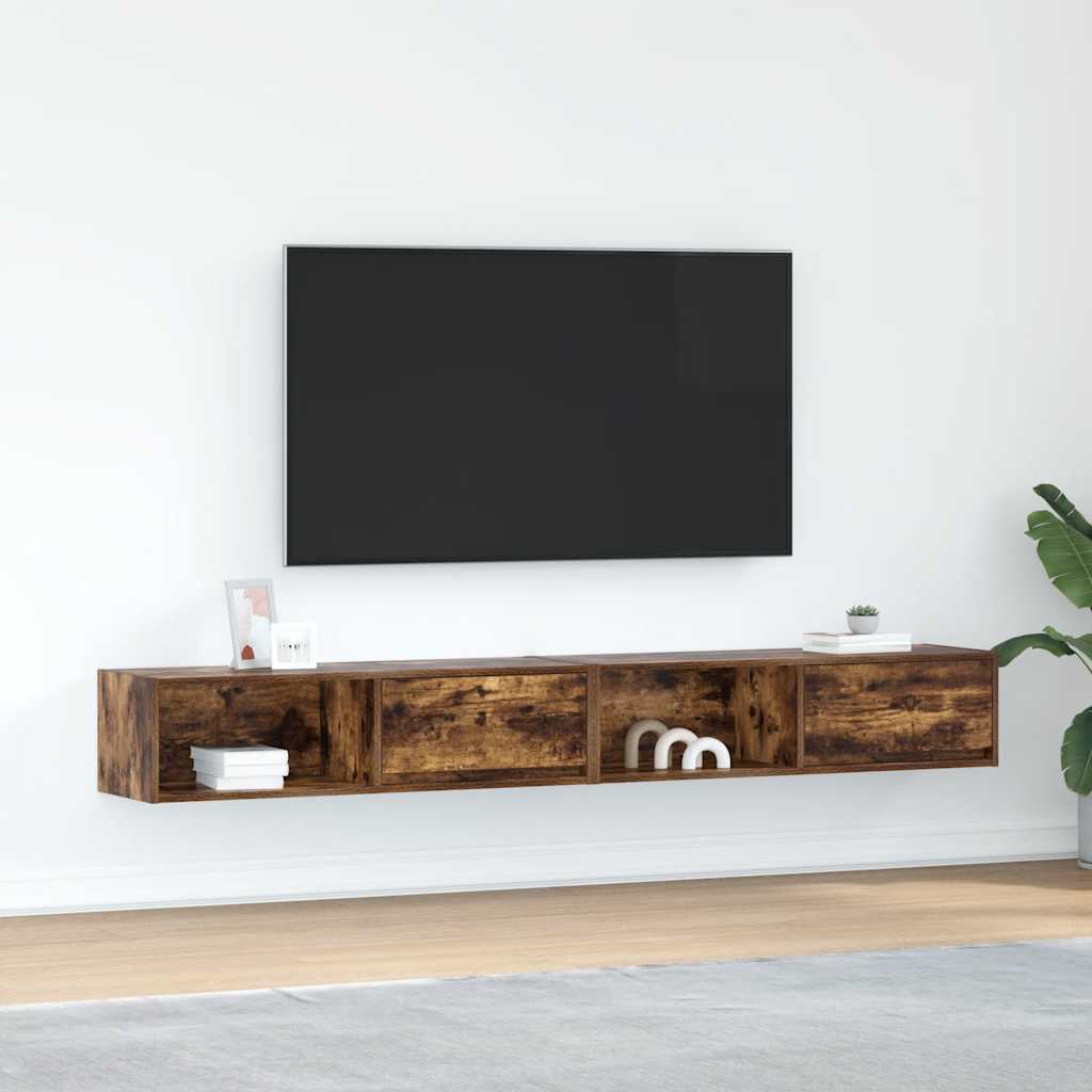 Meuble TV Suspendu Finition Sonoma Gris - 100 cm-Mon Meuble TV-Chêne fumé-100 cm-2-41
