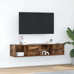Meuble TV Suspendu Finition Sonoma Gris - 100 cm-Mon Meuble TV-Chêne fumé-60 cm-2-45