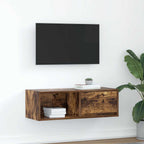Meuble TV Suspendu Finition Sonoma Gris - 100 cm-Mon Meuble TV-Chêne fumé-80 cm-1-30