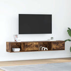Meuble TV Suspendu Finition Sonoma Gris - 100 cm-Mon Meuble TV-Chêne fumé-80 cm-2-56