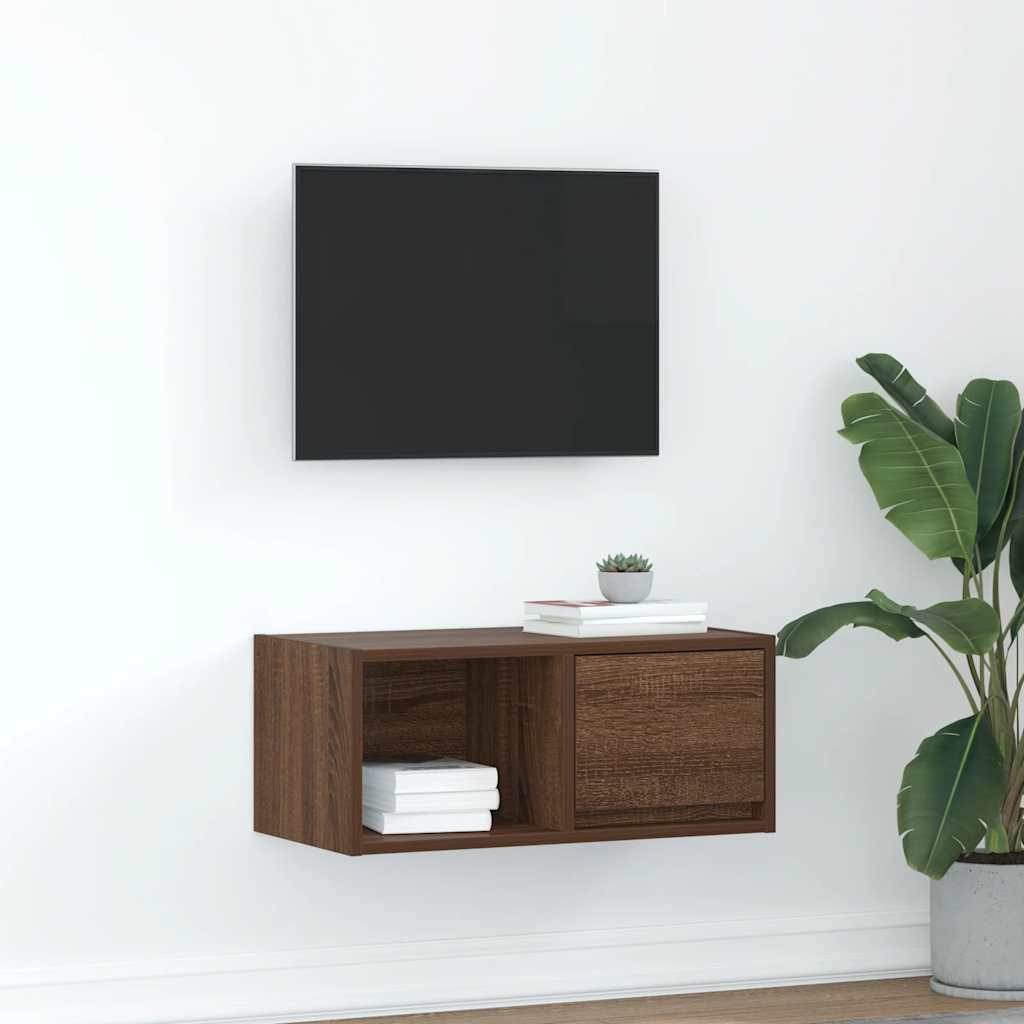 Meuble TV Suspendu Finition Sonoma Gris - 100 cm-Mon Meuble TV-Chêne marron-60 cm-1-26