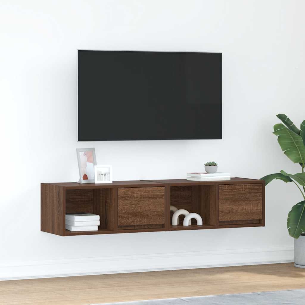 Meuble TV Suspendu Finition Sonoma Gris - 100 cm-Mon Meuble TV-Chêne marron-60 cm-2-19