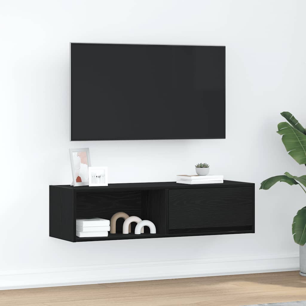 Meuble TV Suspendu Finition Sonoma Gris - 100 cm-Mon Meuble TV-Chêne noir-100 cm-1-14