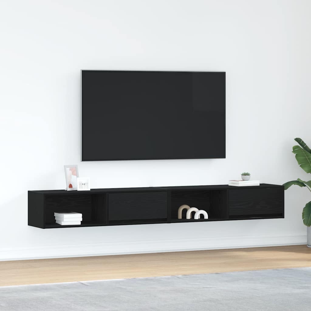 Meuble TV Suspendu Finition Sonoma Gris - 100 cm-Mon Meuble TV-Chêne noir-100 cm-2-18