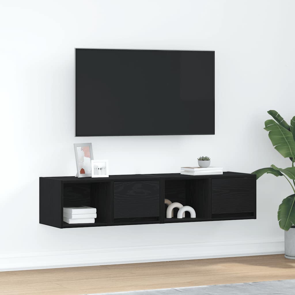 Meuble TV Suspendu Finition Sonoma Gris - 100 cm-Mon Meuble TV-Chêne noir-60 cm-2-46