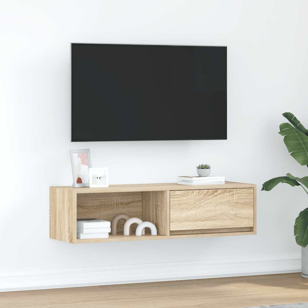 Meuble TV Suspendu Finition Sonoma Gris - 100 cm-Mon Meuble TV-Chêne sonoma-100 cm-1-13