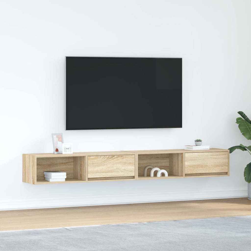 Meuble TV Suspendu Finition Sonoma Gris - 100 cm-Mon Meuble TV-Chêne sonoma-100 cm-2-39