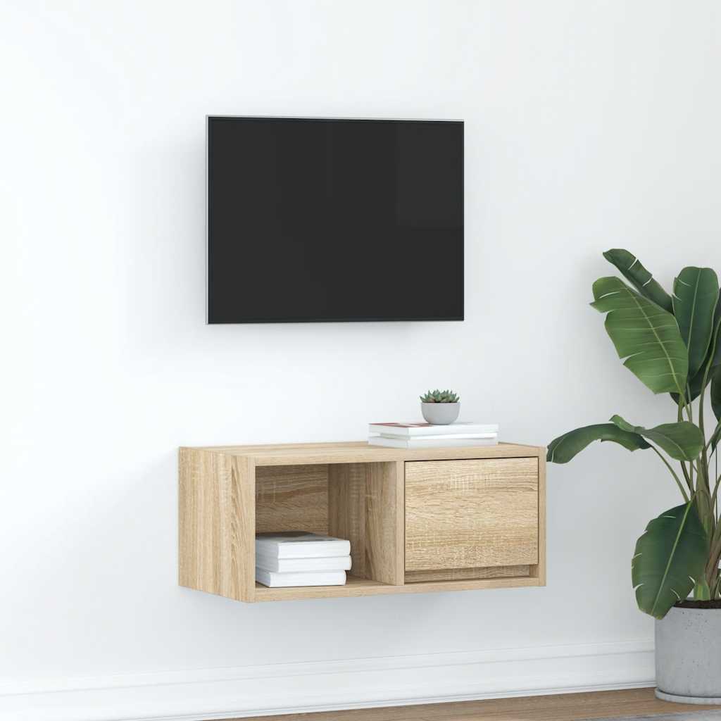 Meuble TV Suspendu Finition Sonoma Gris - 100 cm-Mon Meuble TV-Chêne sonoma-60 cm-1-22