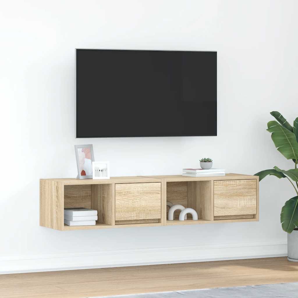 Meuble TV Suspendu Finition Sonoma Gris - 100 cm-Mon Meuble TV-Chêne sonoma-60 cm-2-44