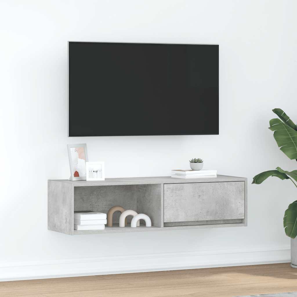 Meuble TV Suspendu Finition Sonoma Gris - 100 cm-Mon Meuble TV-Gris béton-100 cm-1-17