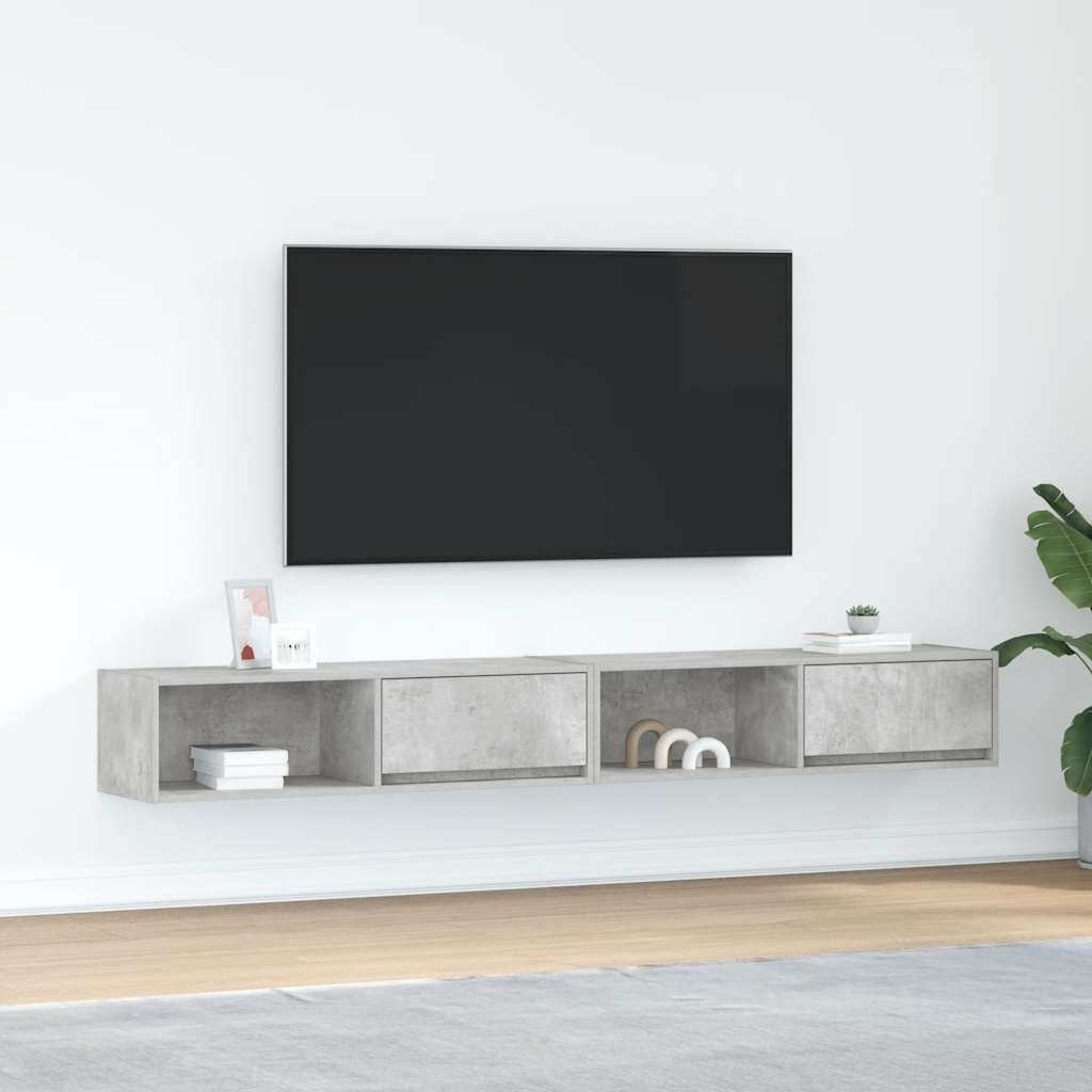 Meuble TV Suspendu Finition Sonoma Gris - 100 cm-Mon Meuble TV-Gris béton-100 cm-2-38