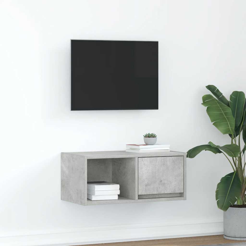 Meuble TV Suspendu Finition Sonoma Gris - 100 cm-Mon Meuble TV-Gris béton-60 cm-1-23