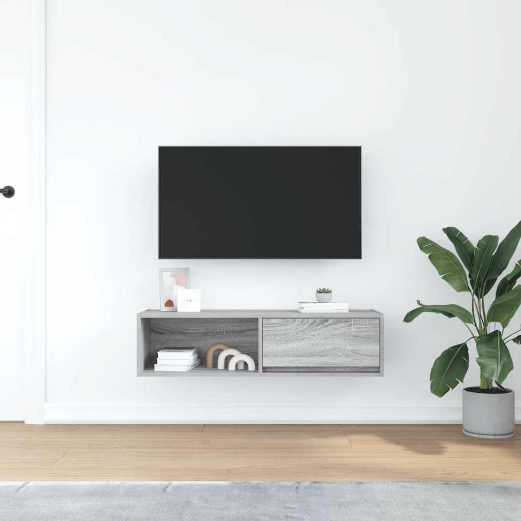 Meuble TV Suspendu Finition Sonoma Gris - 100 cm-Mon Meuble TV-Gris béton-60 cm-1-3