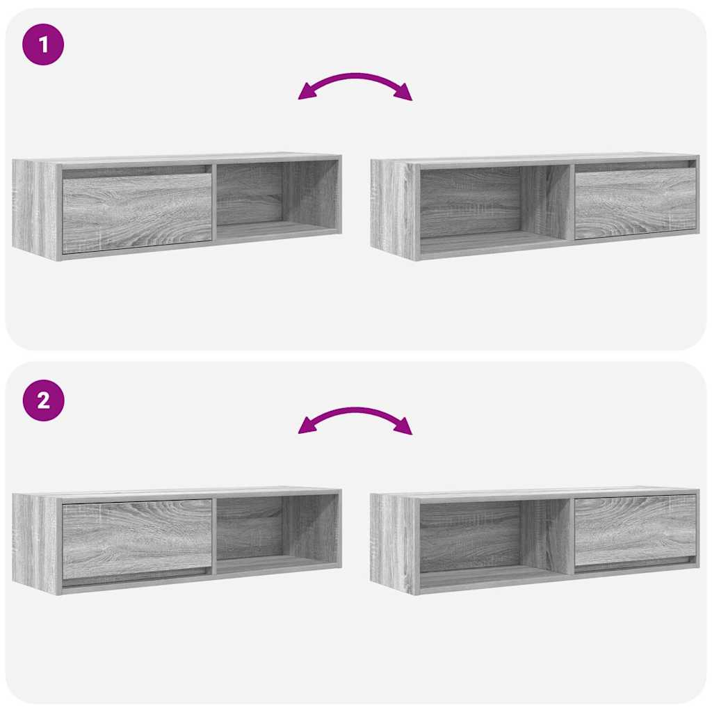 Meuble TV Suspendu Finition Sonoma Gris - 100 cm-Mon Meuble TV-Gris béton-60 cm-1-9