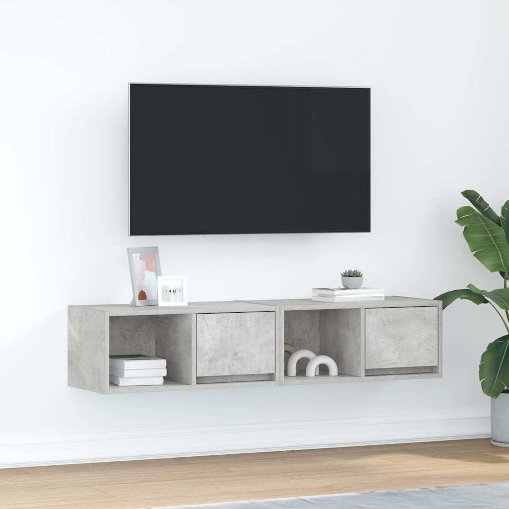 Meuble TV Suspendu Finition Sonoma Gris - 100 cm-Mon Meuble TV-Gris béton-60 cm-2-43