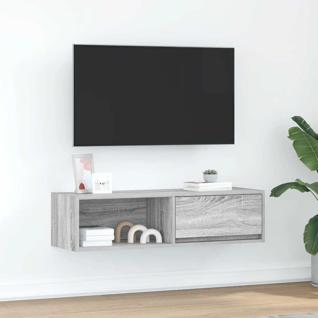 Meuble TV Suspendu Finition Sonoma Gris - 100 cm-Mon Meuble TV-Sonoma gris-100 cm-1-2