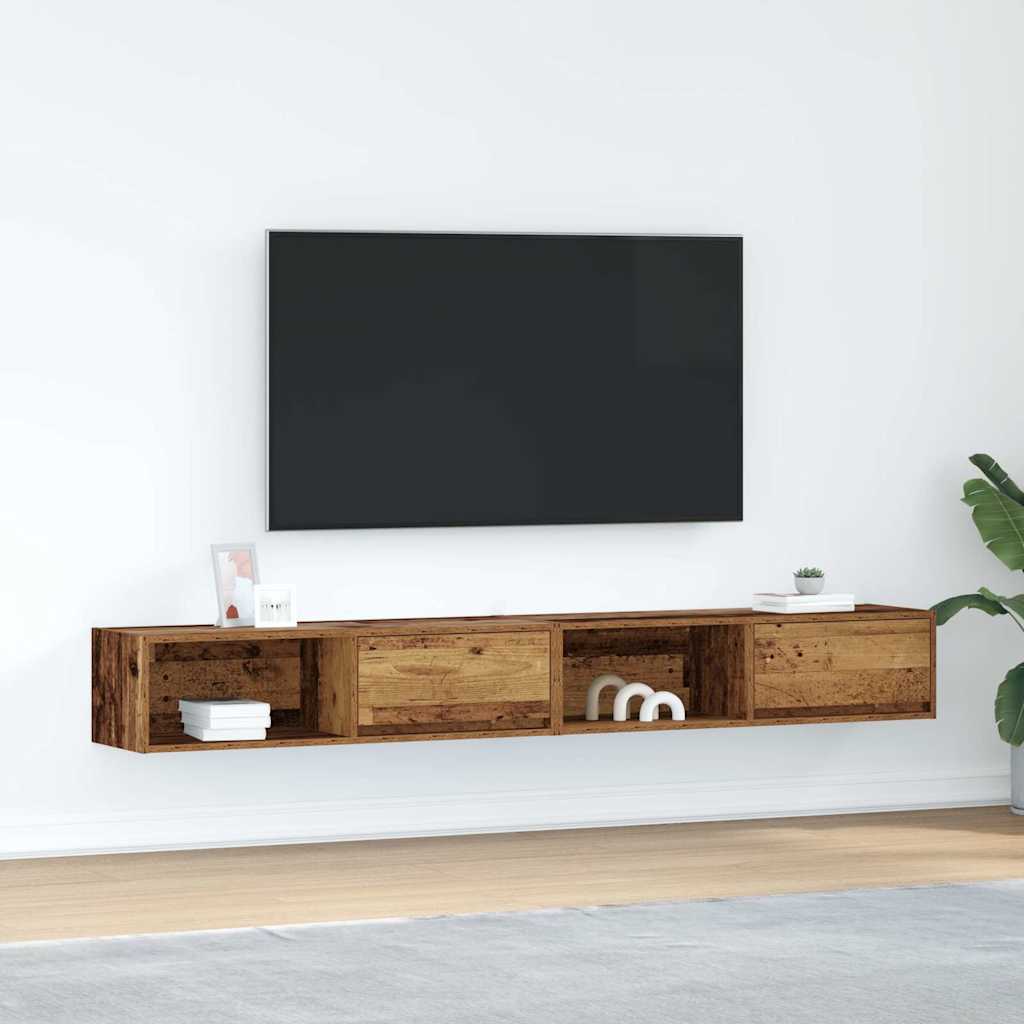 Meuble TV Suspendu Finition Sonoma Gris - 100 cm-Mon Meuble TV-Vieux bois-100 cm-2-37