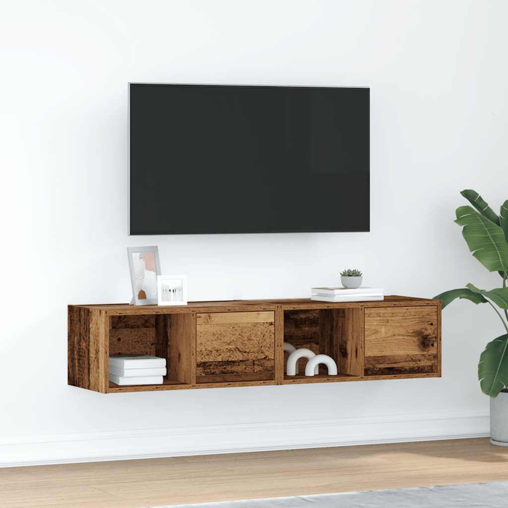 Meuble TV Suspendu Finition Sonoma Gris - 100 cm-Mon Meuble TV-Vieux bois-60 cm-2-47