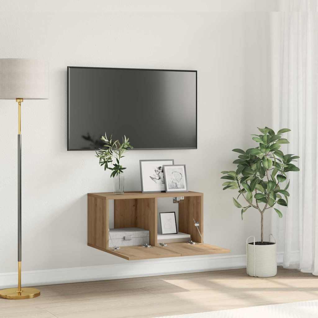 Meuble TV Suspendu Finition Sonoma Gris - 60 cm-Mon Meuble TV-Chêne artisanal-1-13