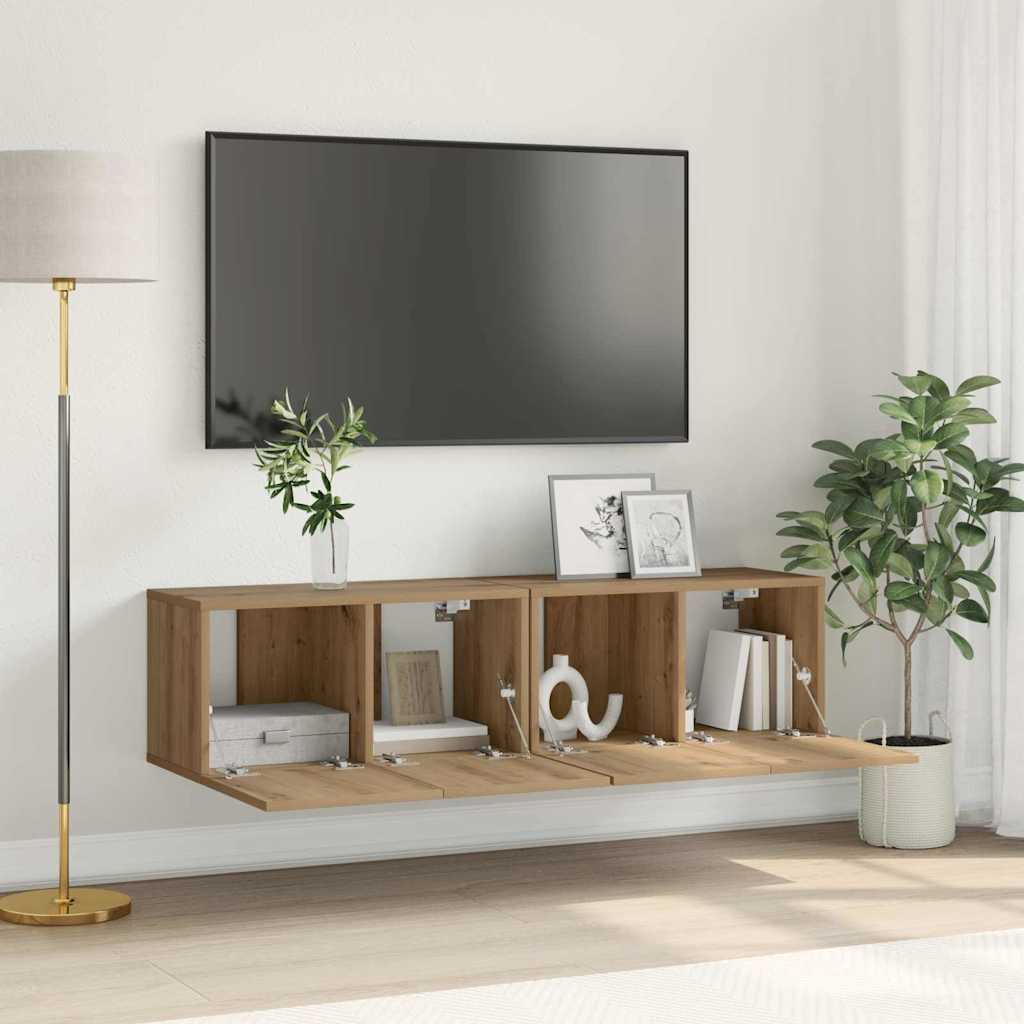 Meuble TV Suspendu Finition Sonoma Gris - 60 cm-Mon Meuble TV-Chêne artisanal-2-15
