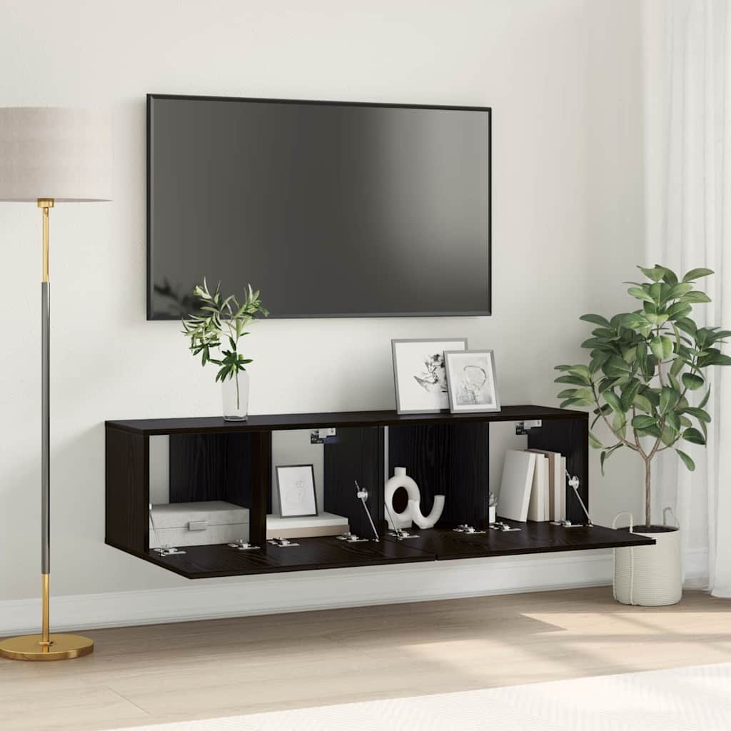 Meuble TV Suspendu Finition Sonoma Gris - 60 cm-Mon Meuble TV-Chêne noir-2-11