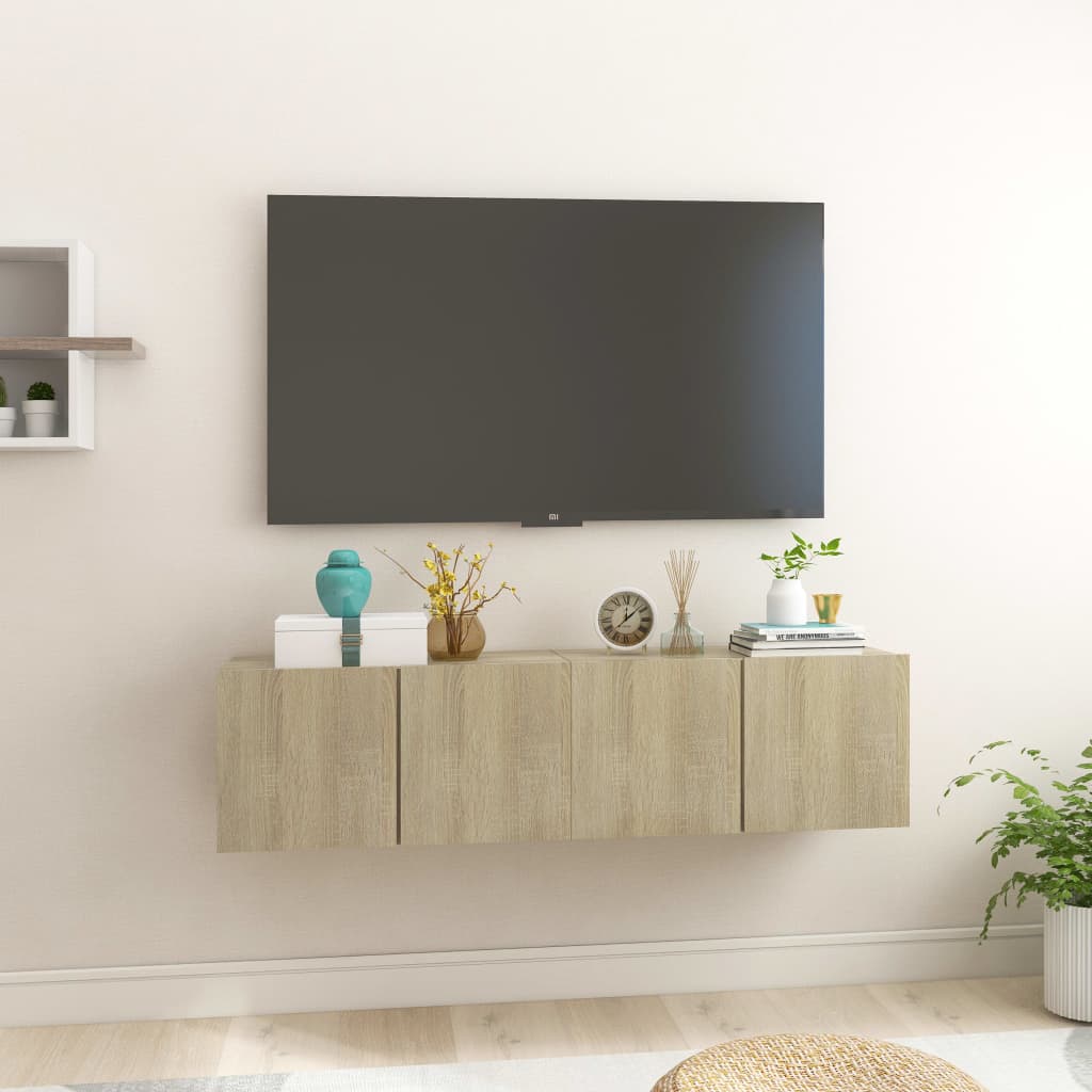Meuble TV Suspendu Finition Sonoma Gris - 60 cm-Mon Meuble TV-Chêne sonoma-2-21