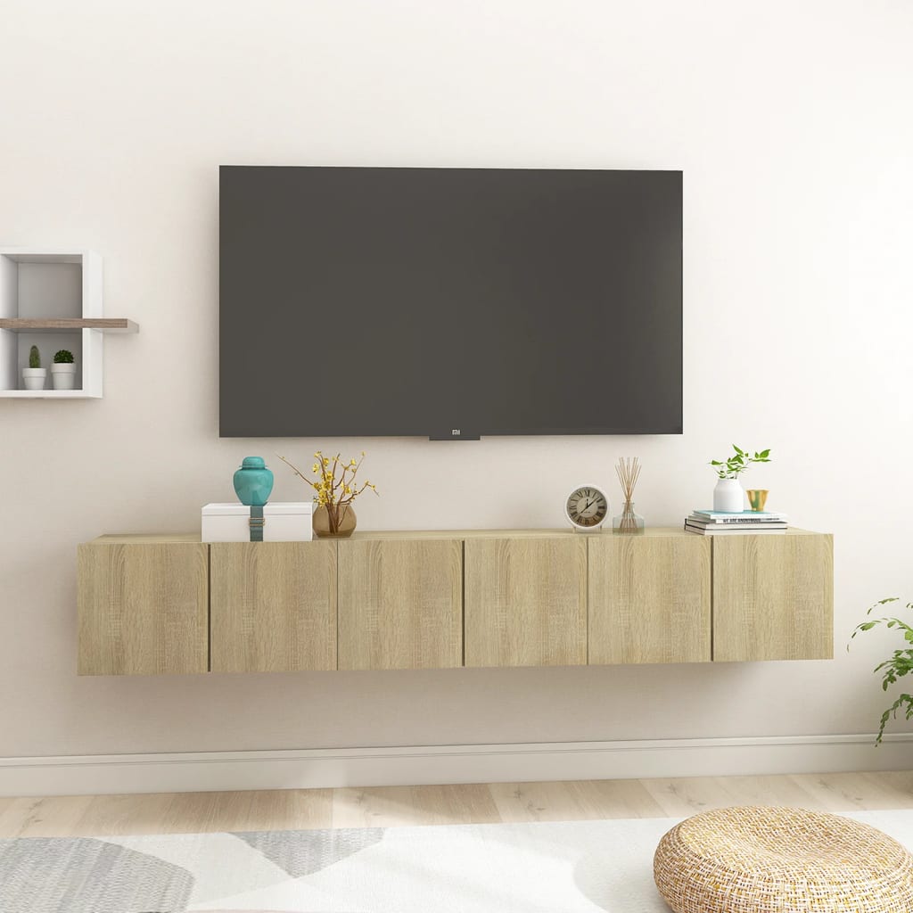 Meuble TV Suspendu Finition Sonoma Gris - 60 cm-Mon Meuble TV-Chêne sonoma-3-25