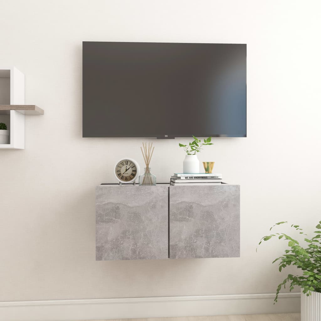 Meuble TV Suspendu Finition Sonoma Gris - 60 cm-Mon Meuble TV-Gris béton-1-19