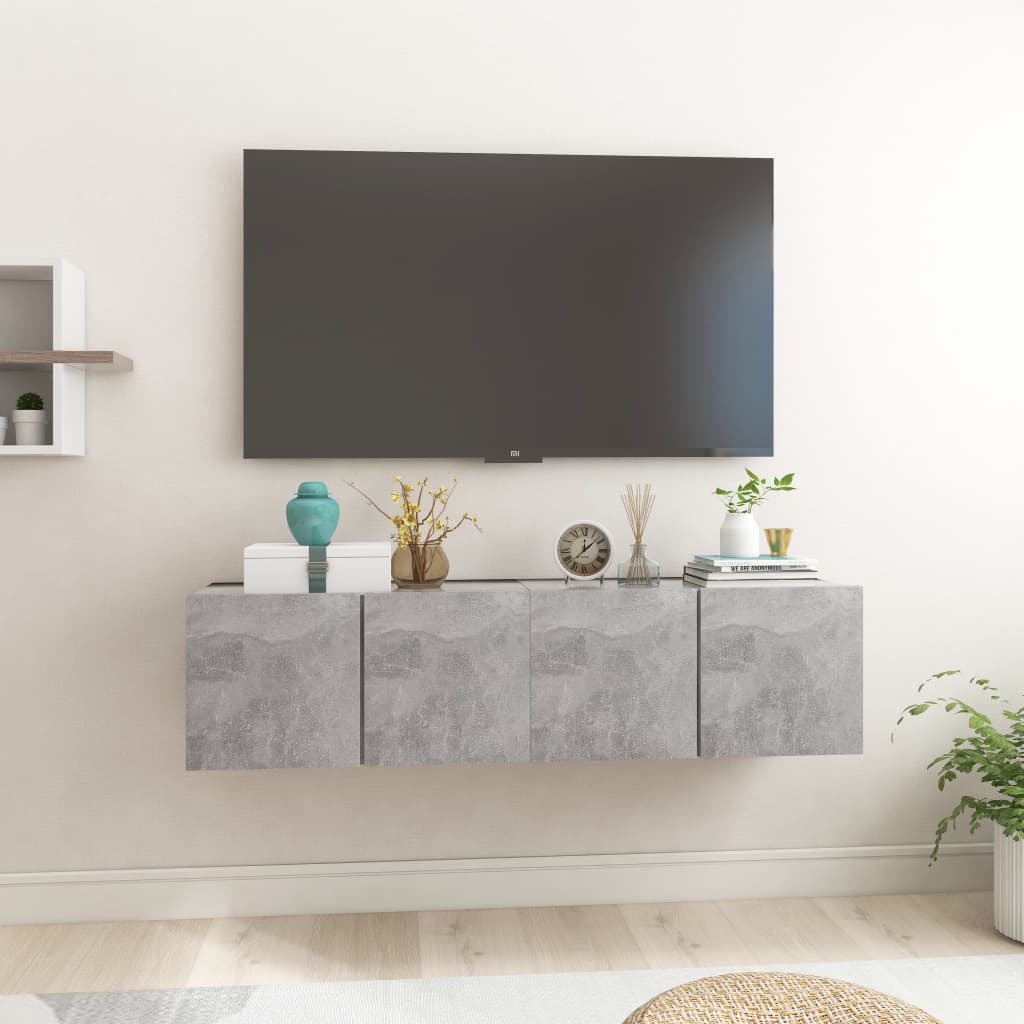 Meuble TV Suspendu Finition Sonoma Gris - 60 cm-Mon Meuble TV-Gris béton-2-22