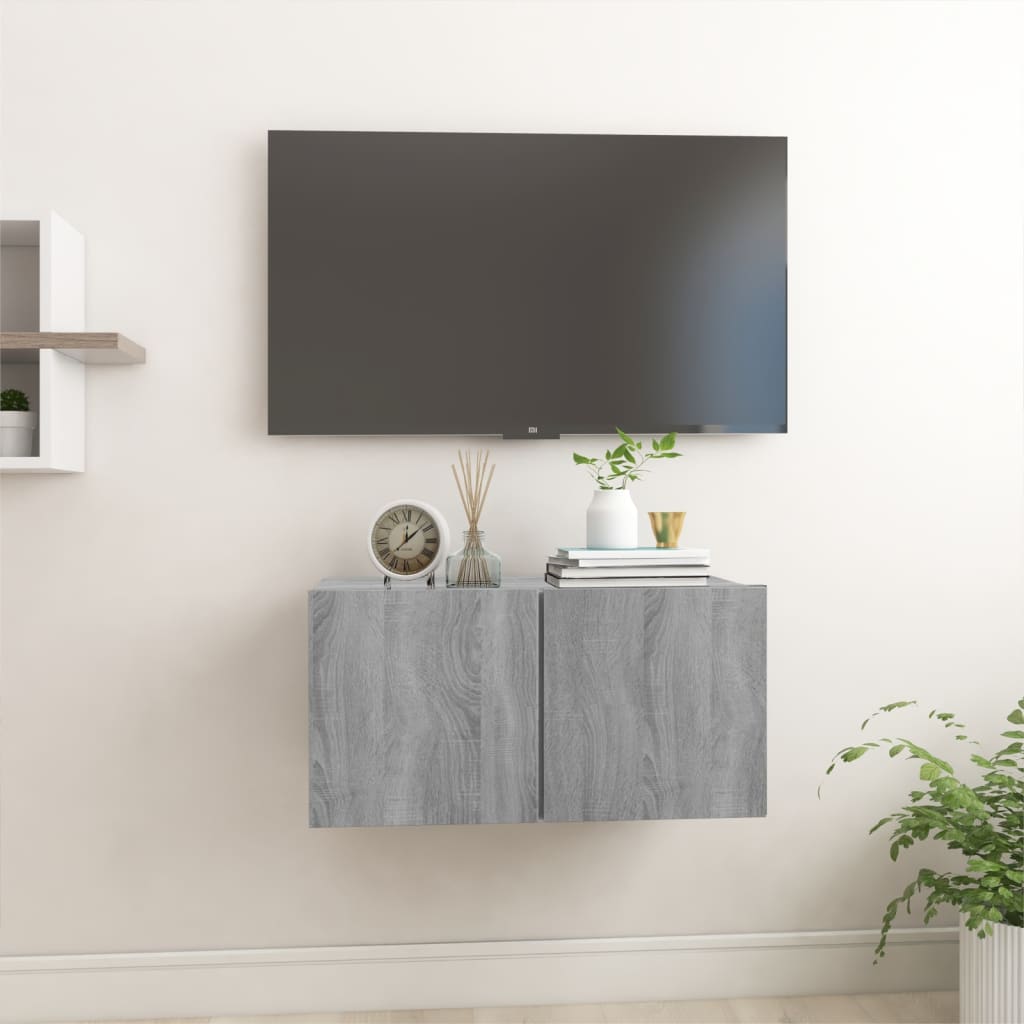 Meuble TV Suspendu Finition Sonoma Gris - 60 cm-Mon Meuble TV-Gris sonoma-1-2