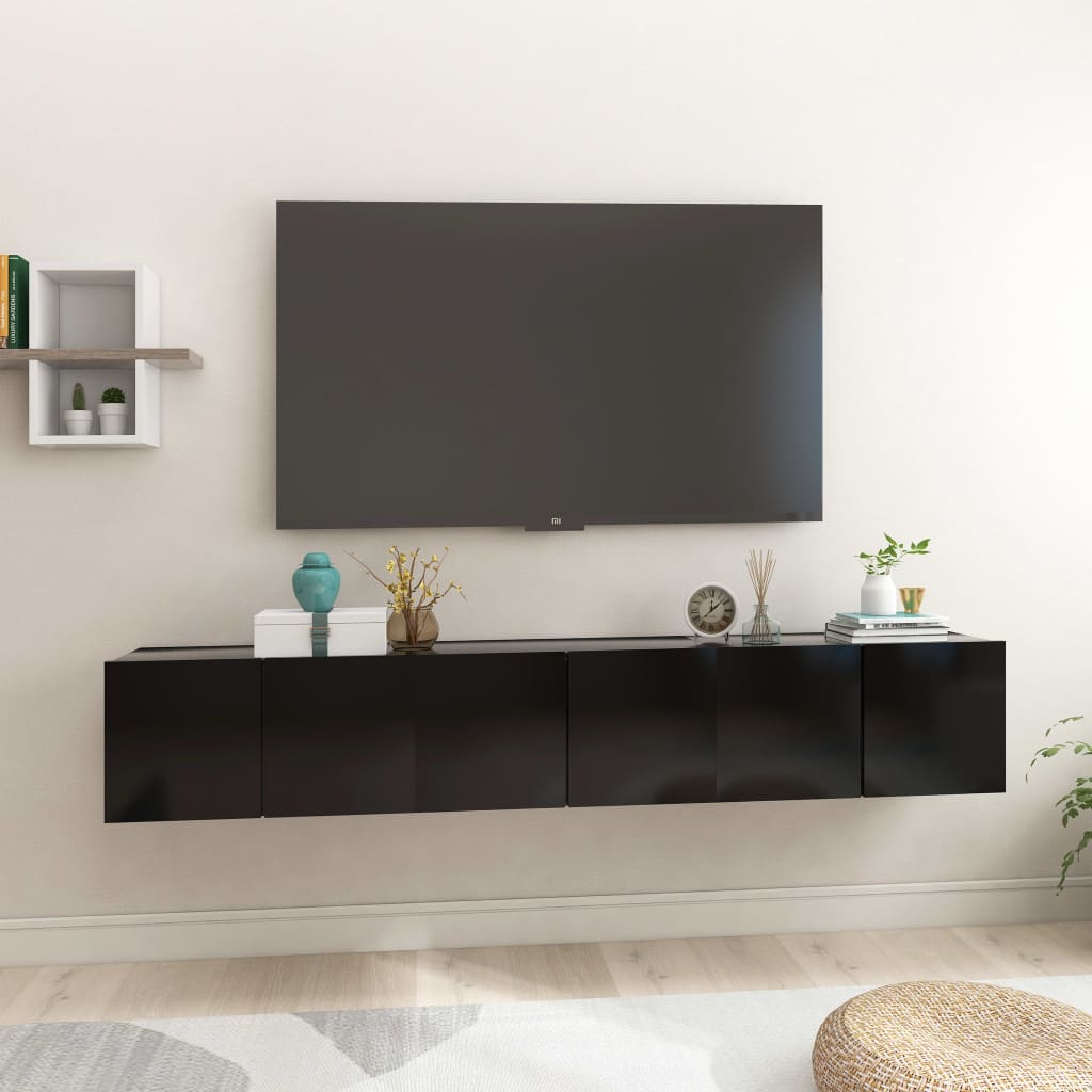 Meuble TV Suspendu Finition Sonoma Gris - 60 cm-Mon Meuble TV-Noir-3-24