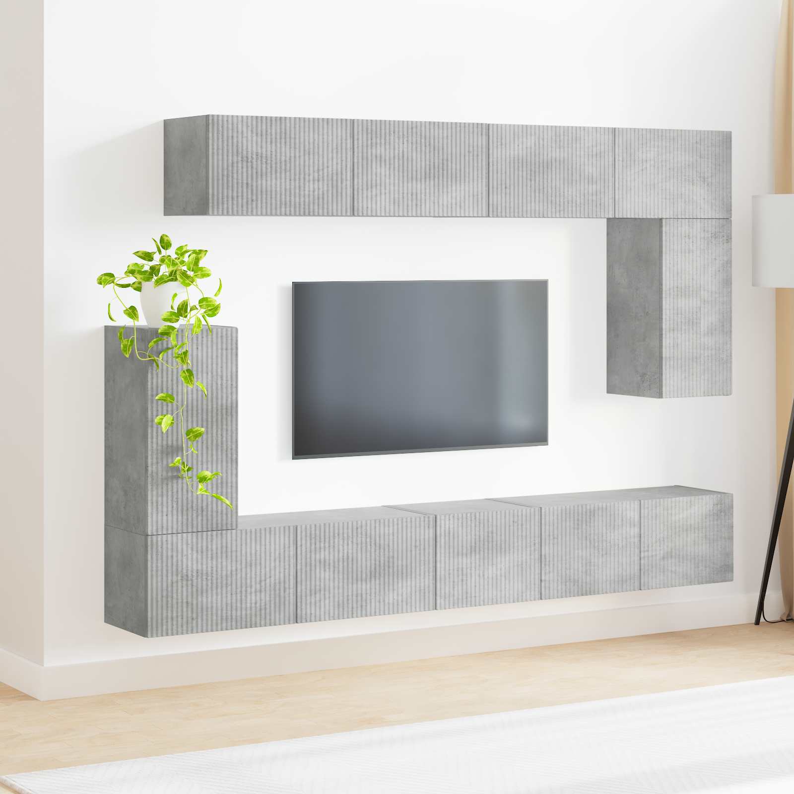 Meuble TV Suspendu Gris Béton - 5 Pièces-Mon Meuble TV-4