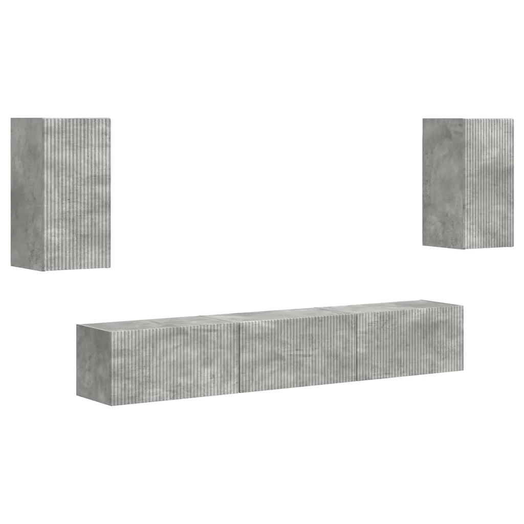 Meuble TV Suspendu Gris Effet Béton - 5 Pièces-Mon Meuble TV-1