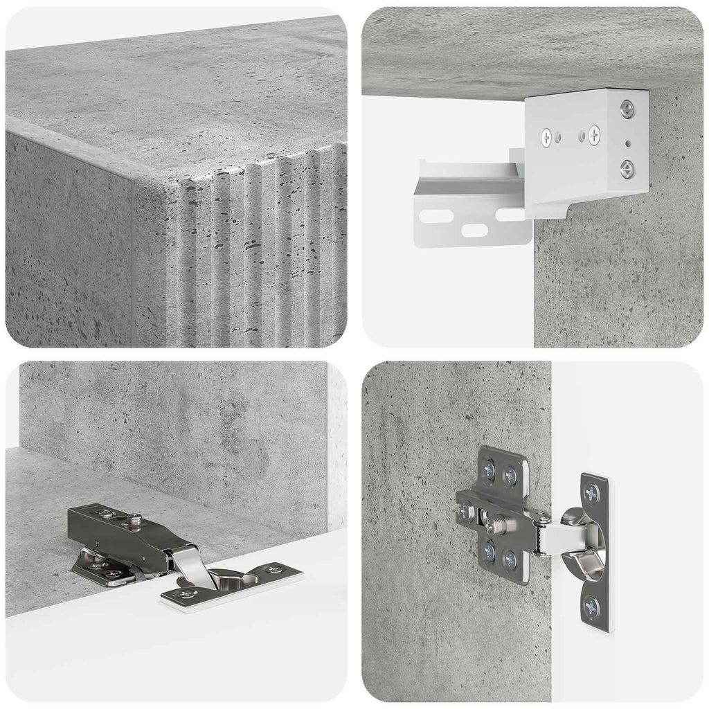 Meuble TV Suspendu Gris Effet Béton - 5 Pièces-Mon Meuble TV-10