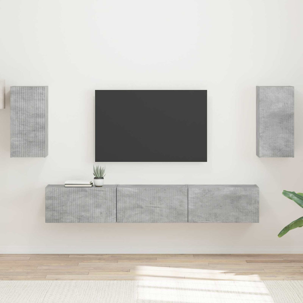 Meuble TV Suspendu Gris Effet Béton - 5 Pièces-Mon Meuble TV-2