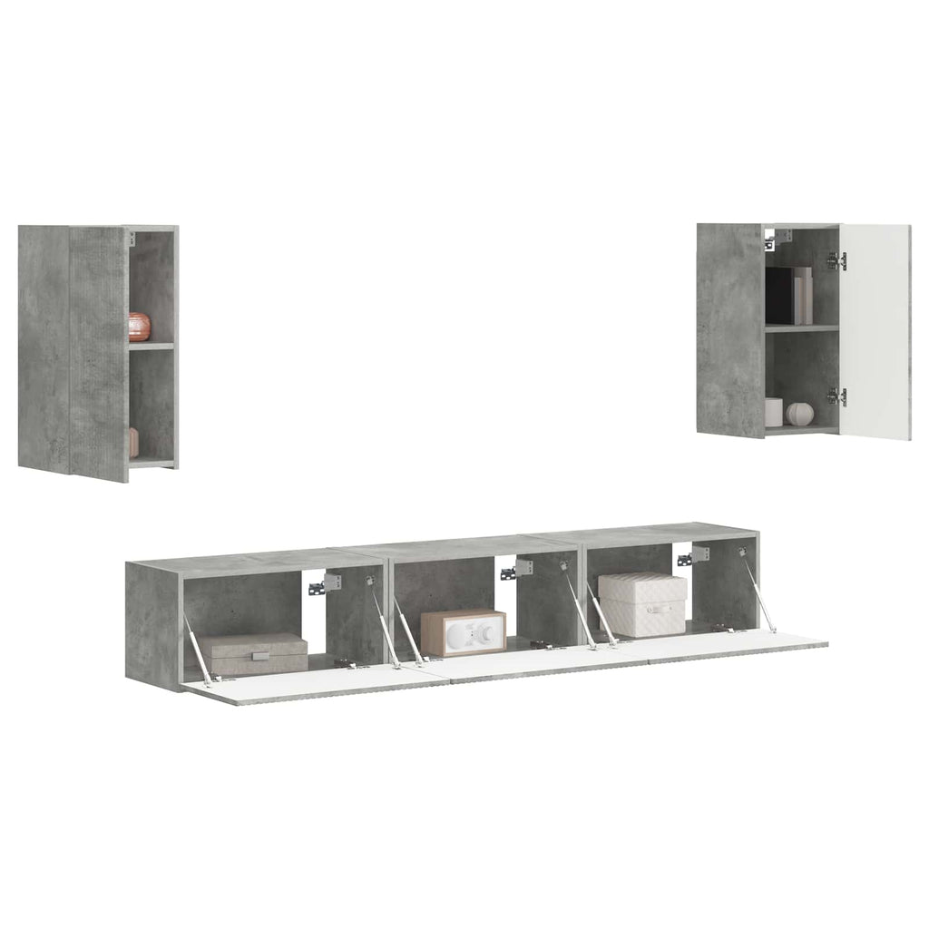Meuble TV Suspendu Gris Effet Béton - 5 Pièces-Mon Meuble TV-3