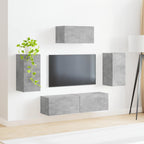 Meuble TV Suspendu Gris Effet Béton - 5 Pièces-Mon Meuble TV-4