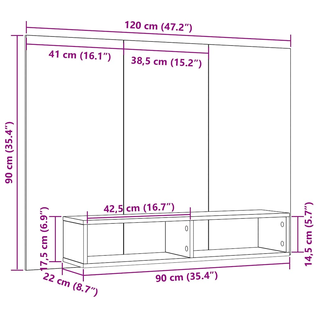 Meuble TV Suspendu Industriel Effet Bois Ancien - 120 cm-Mon Meuble TV-10