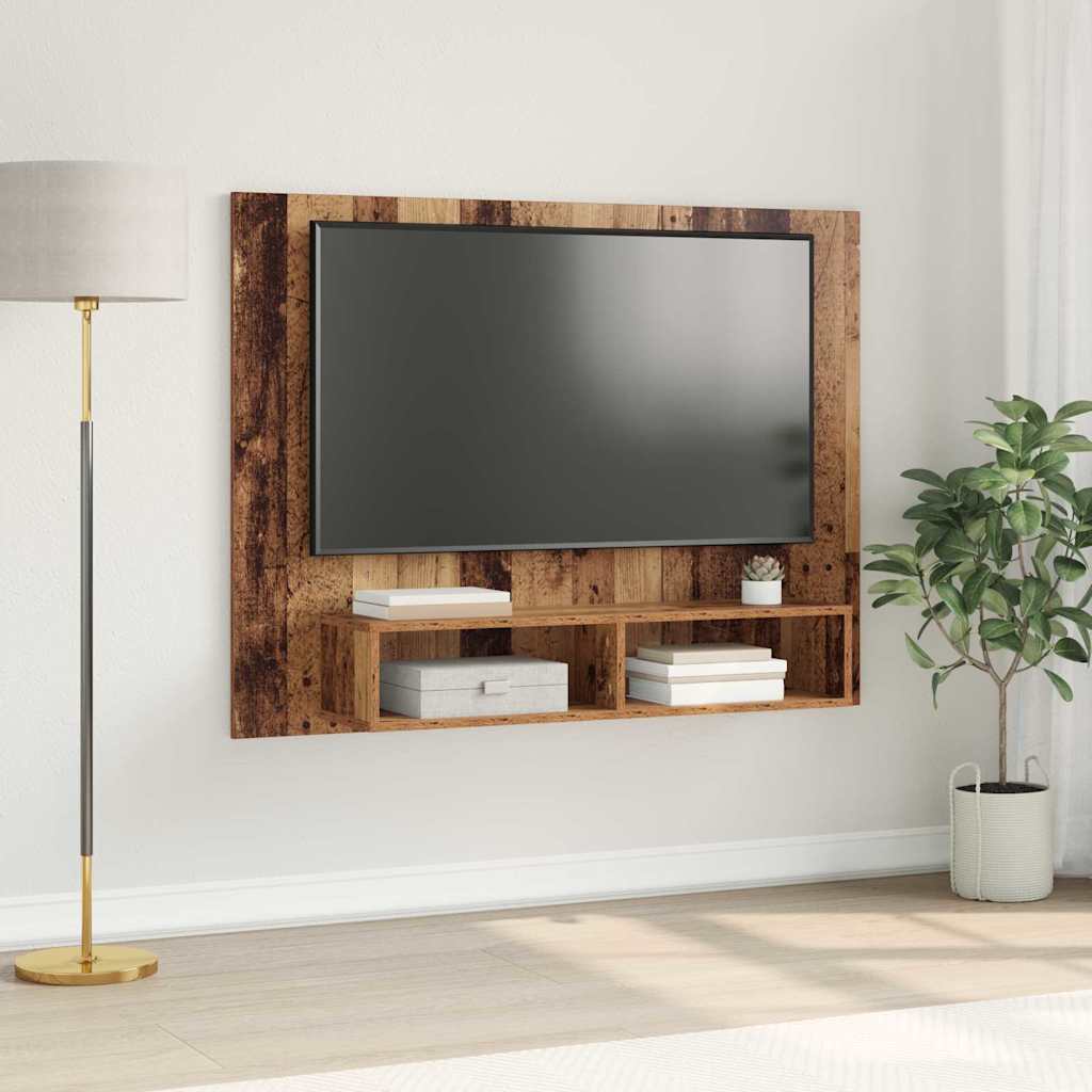Meuble TV Suspendu Industriel Effet Bois Ancien - 120 cm-Mon Meuble TV-2