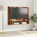 Meuble TV Suspendu Industriel Effet Bois Ancien - 120 cm-Mon Meuble TV-2
