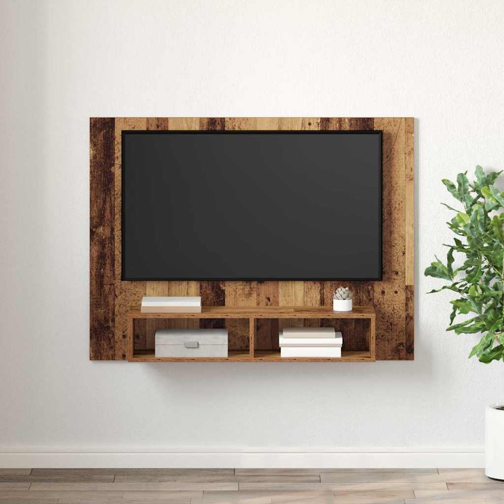 Meuble TV Suspendu Industriel Effet Bois Ancien - 120 cm-Mon Meuble TV-4