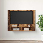 Meuble TV Suspendu Industriel Effet Bois Ancien - 120 cm-Mon Meuble TV-4