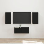 Meuble TV Suspendu Industriel en Chêne Artisanal - 6 Pièces-Mon Meuble TV-Noir-21