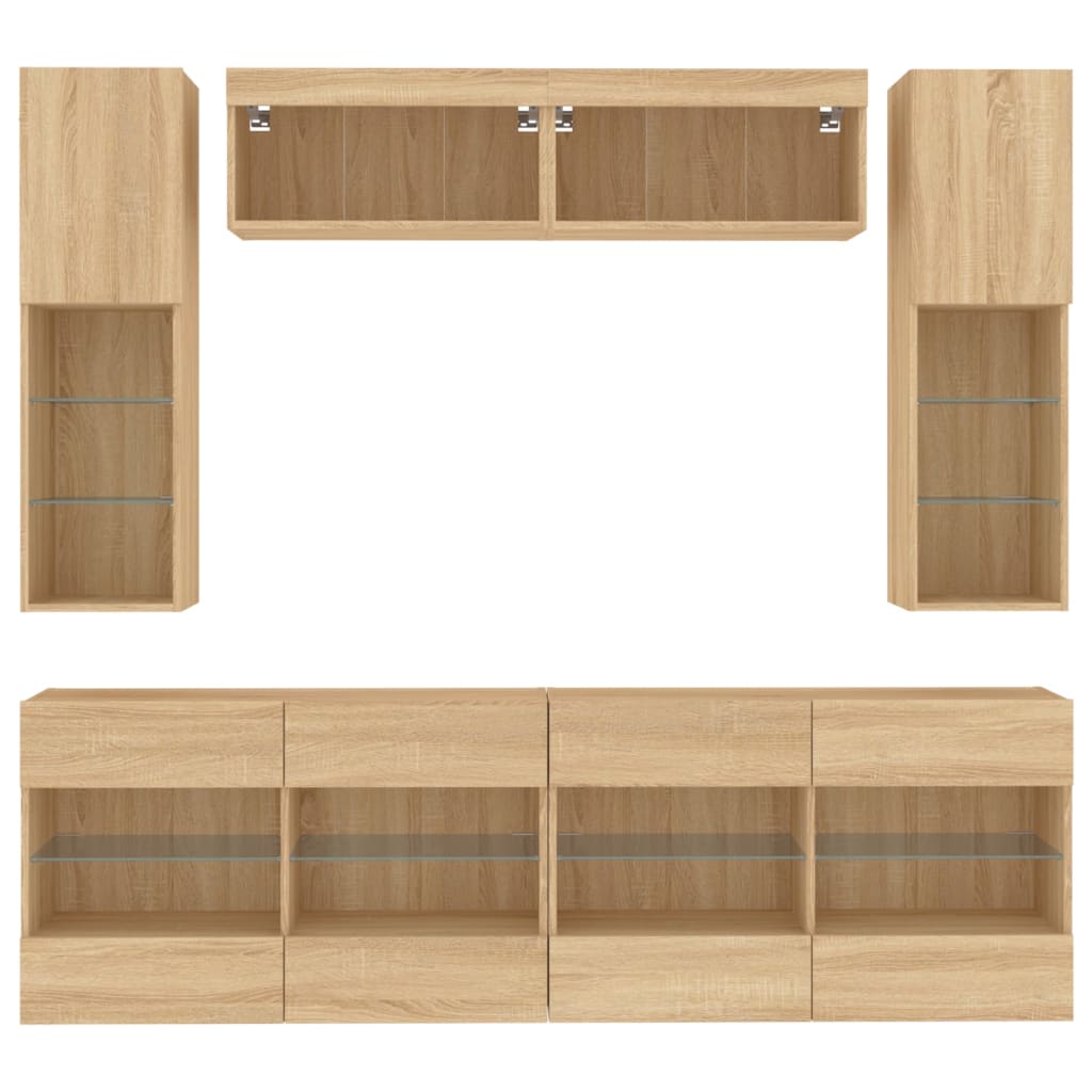 Meuble TV Suspendu LED Effet Chêne - 6 Pièces-Mon Meuble TV-Chêne sonoma-6