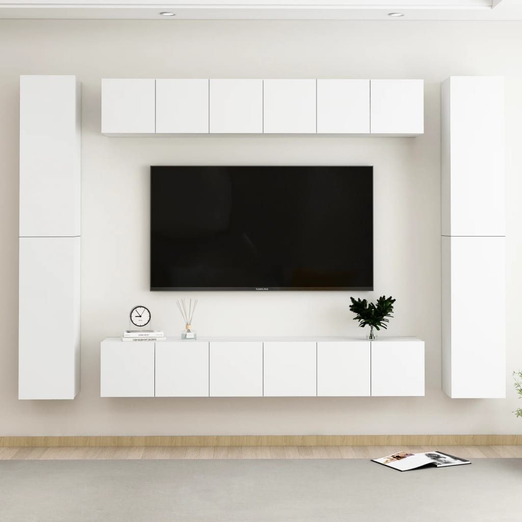 Meuble TV Suspendu Marron Effet Chêne Fumé - 10 Pièces-Mon Meuble TV-Blanc-60 cm-10-14